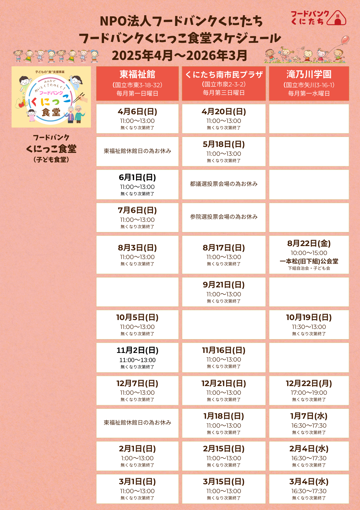 子ども食堂「フードバンクくにっこ食堂」について